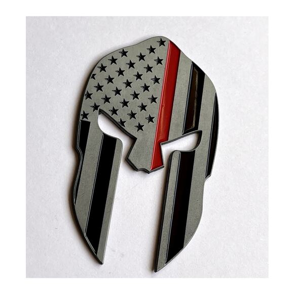 Thin Red Line FD American Flag Car Decal Spartan Helmet Vehicle Emblem - Picture 8 of 10